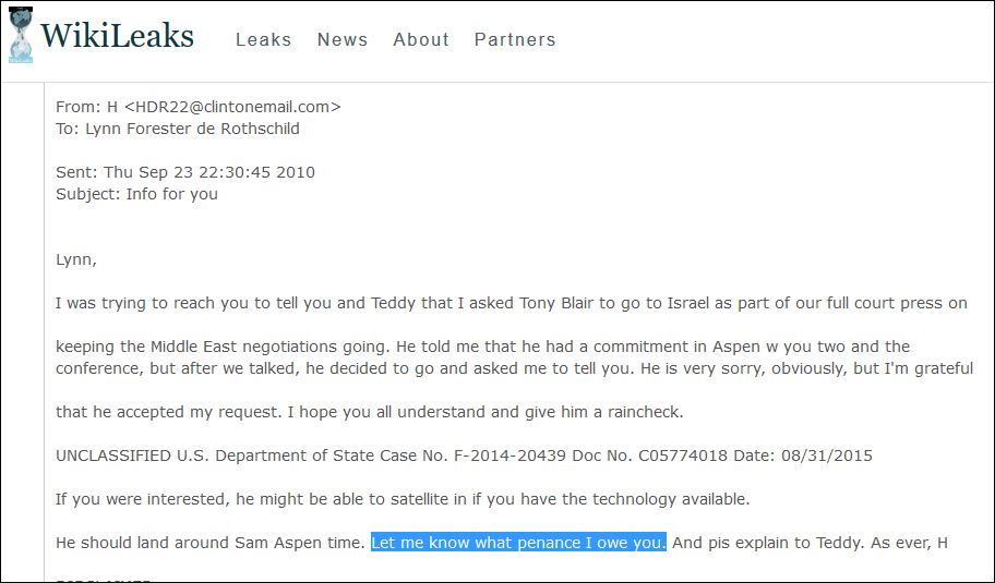 Hillary Clinton Rothschild email